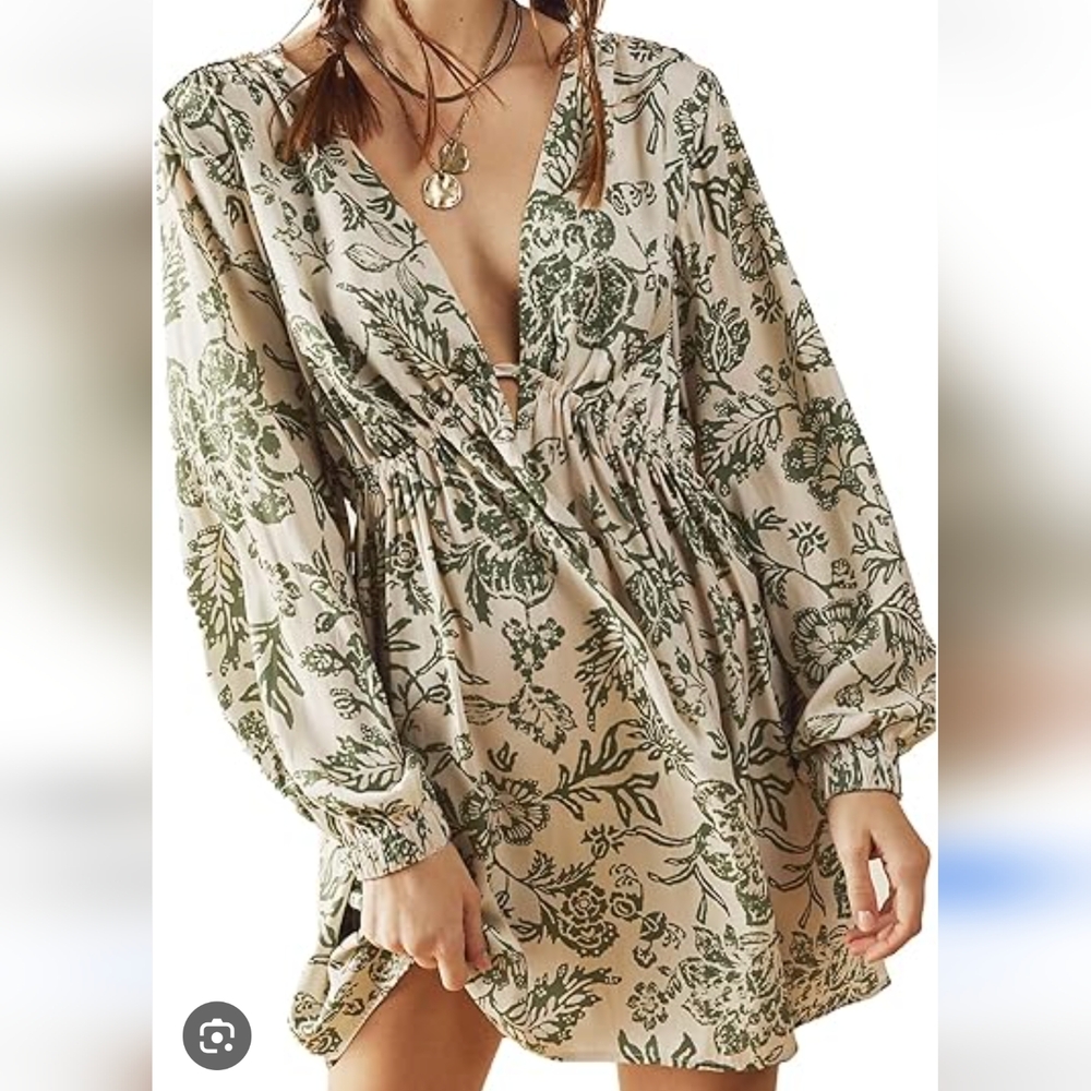 Sunnow Floral Long Sleeve Lightweight Dress